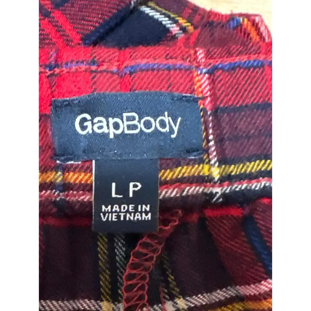 Gap Body Men's Red Blue Plaid Flannel Tartan Drawstring Pajama Pants Size LP